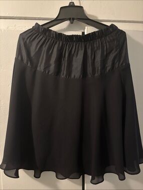 Black Circle Skirt with Satin-Look Waistband
